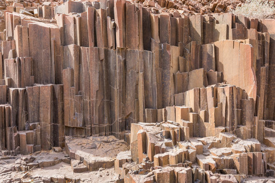 Basalt, volcanic rocks known as the Organ Pipes, Twyfelfontein in Damaraland, Namibia.