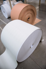 A beautiful smooth clean paper roll, continuous sheet of white freshly made paper for painting,...