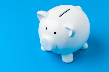 piggy bank on color background