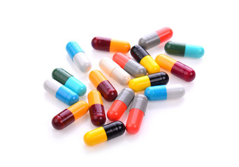 pills capsules isolated on white background