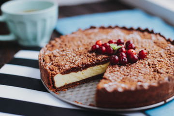 Chocolate pie with cottage cheese