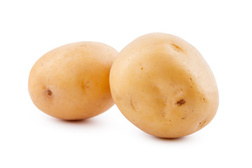raw yellow potato isolated on white background