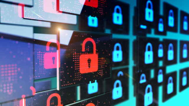 Smart security database technology - Unlocked security padlock