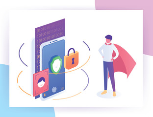 secure data protection concept vector illustration phone