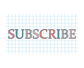 subscribe word on checkered paper texture- vector illustration