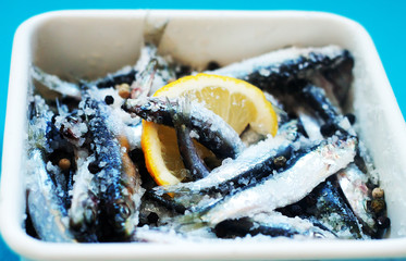 Process of making little salted fish with lemon and spices