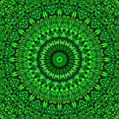 Green seamless petal ornate mandala pattern background design - abstract geometrical vector ornament wallpaper illustration