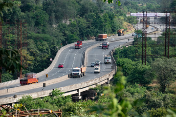The Mumbai Pune Expressway near Pune India.