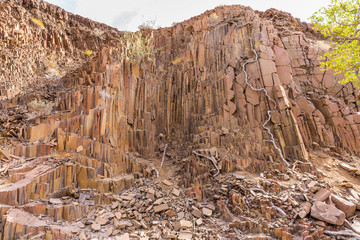 Basalt, volcanic rocks known as the Organ Pipes, Twyfelfontein in Damaraland, Namibia.