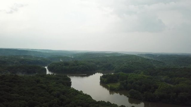 Still shot of the mountains and the lake