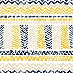 Behang Etnische stijl Naadloze geometrische patroon. Afdrukken voor uw textiel. Etnische en tribale motieven. Grungy textuur. Vector illustraties.