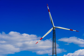 Wind turbines farm. Windmill