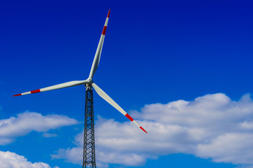 Wind turbines farm. Windmill