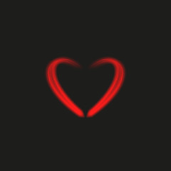 Bright neon heart. Heart sign on dark transparent background. Neon glow effect. Vector