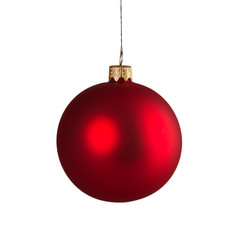 Bright red Christmas ball isolated on white background
