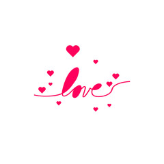 Love with hearts in continuous drawing lines in a flat style in continuous drawing lines. Continuous black line. The work of flat design. Symbol of love and tenderness