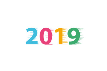 happy new year 2019 with Speedy line on white background