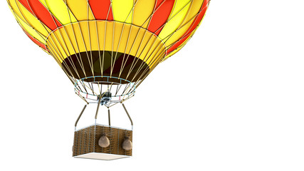 Hot Air color balloon 3d render on white background
