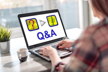 Q&a concept on a laptop screen