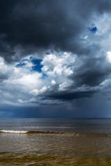 Naklejka na ściany i meble Dark clouds over gulf of Riga, Baltic sea.