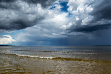 Dark clouds over gulf of Riga, Baltic sea.
