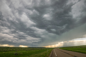 Dramatic sky of a severe thunderstorm on the plains in eastern Montana