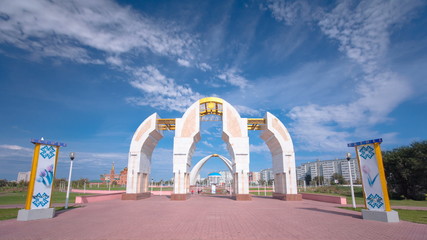 Park named after the First President of the Republic of Kazakhstan in the city of Aktobe timelapse...