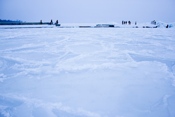 Frozen sea - ice melting