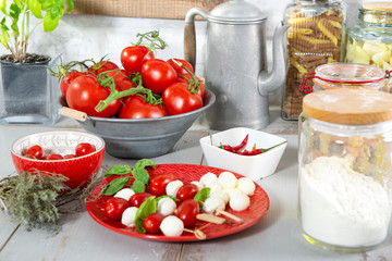 ingredients for the preparation of pizza