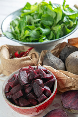 homemade raw beetroot salad in small bowl