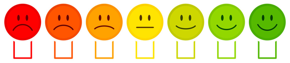 7 Mood Faces Color Boxes Horizontal