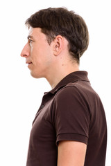 Obraz premium Close up profile view of man in studio