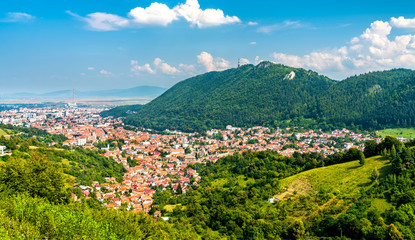 Aerial panorama of Brasov in Romania