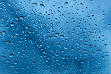 drop on glass at rainy day