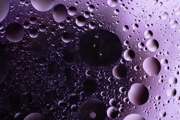 water drops on glass with colorful background, close-up 