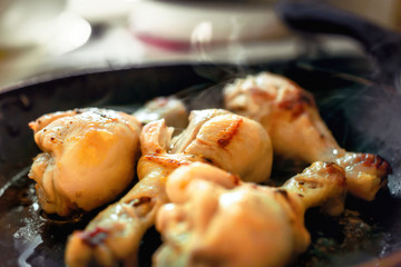 Fried chicken in a pan