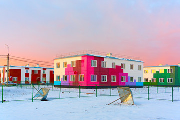 Obraz premium New two-story houses. Kostroma, Russia.