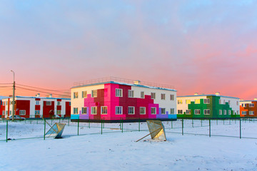 Naklejka premium New two-story houses. Kostroma, Russia.