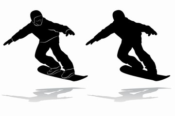silhouette of a snowboarder , vector draw