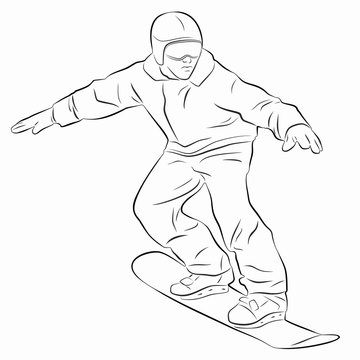 illustration of a snowboarder , vector draw