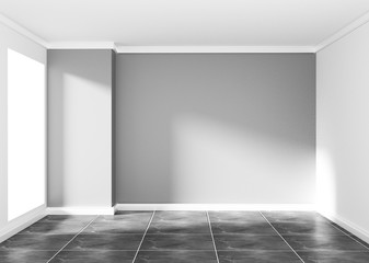 Empty gray room interior design 3d rendering