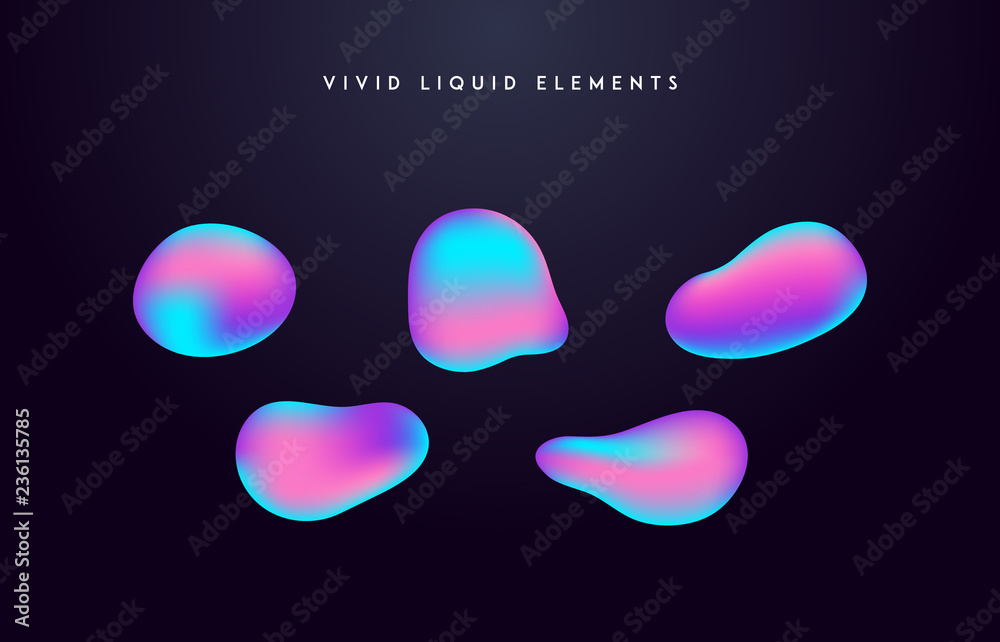 Wall mural gradient vivid shapes. modern abstract colorful vector fluid collection.