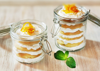 Dessert on a plate on the table