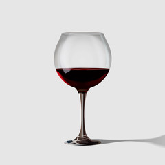 Glass of Wine 3D. Vector illustration.