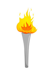 Silver Torch. Silver cup of fire. Torch icon. Big games. Torch logo. Achievement dream