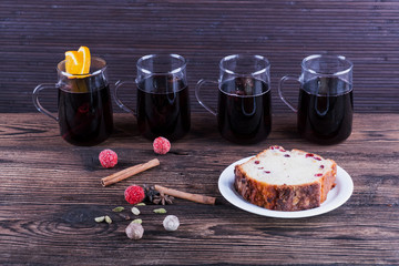 Glasses with mulled wine