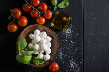 Ingredients for caprese salad. Italian food