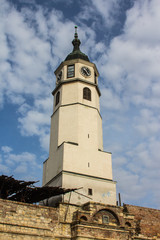 Fototapeta na wymiar Beautiful clock tower on the territory of the Belgrade fortress. Serbia