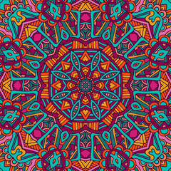 Festive colorful geometric psychedelic mandala pattern design