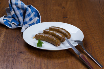 boiled sausages on a plate